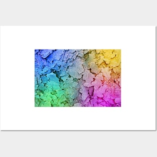 Frozen vibrant color oak leaves background Posters and Art